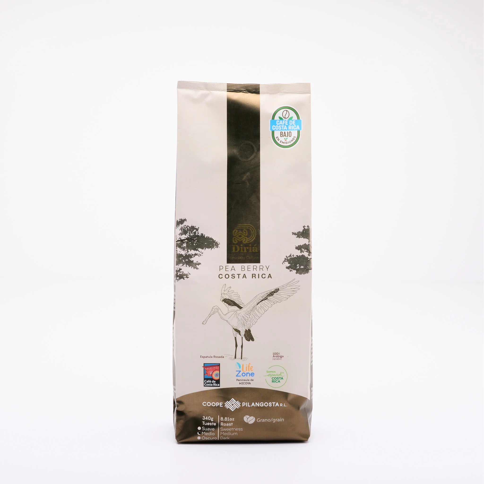 Diriá Coffee Peaberry Process, Premium Costa Rican Ground Coffee - 12 oz